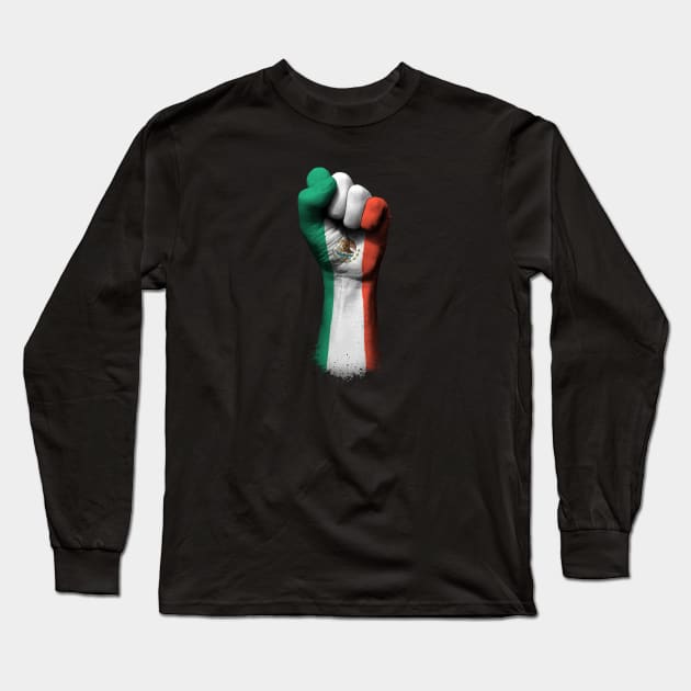 Flag of Mexico on a Raised Clenched Fist Long Sleeve T-Shirt by jeffbartels